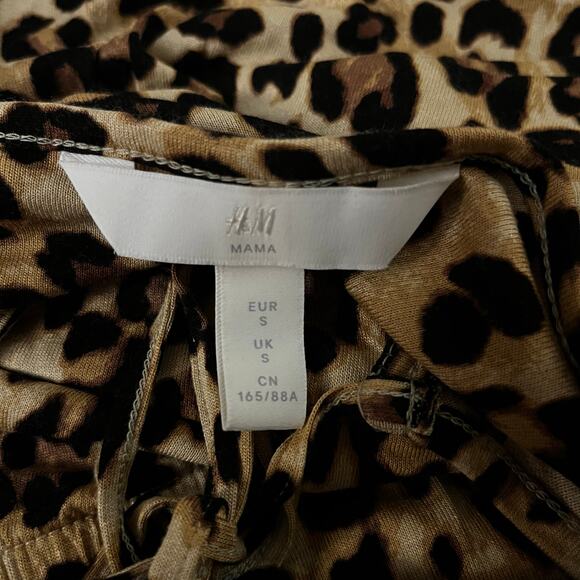 H&M Mama Nursing Dress Leopard Print Long Sleeve Knee Length Stretchy Size S - Picture 4 of 7